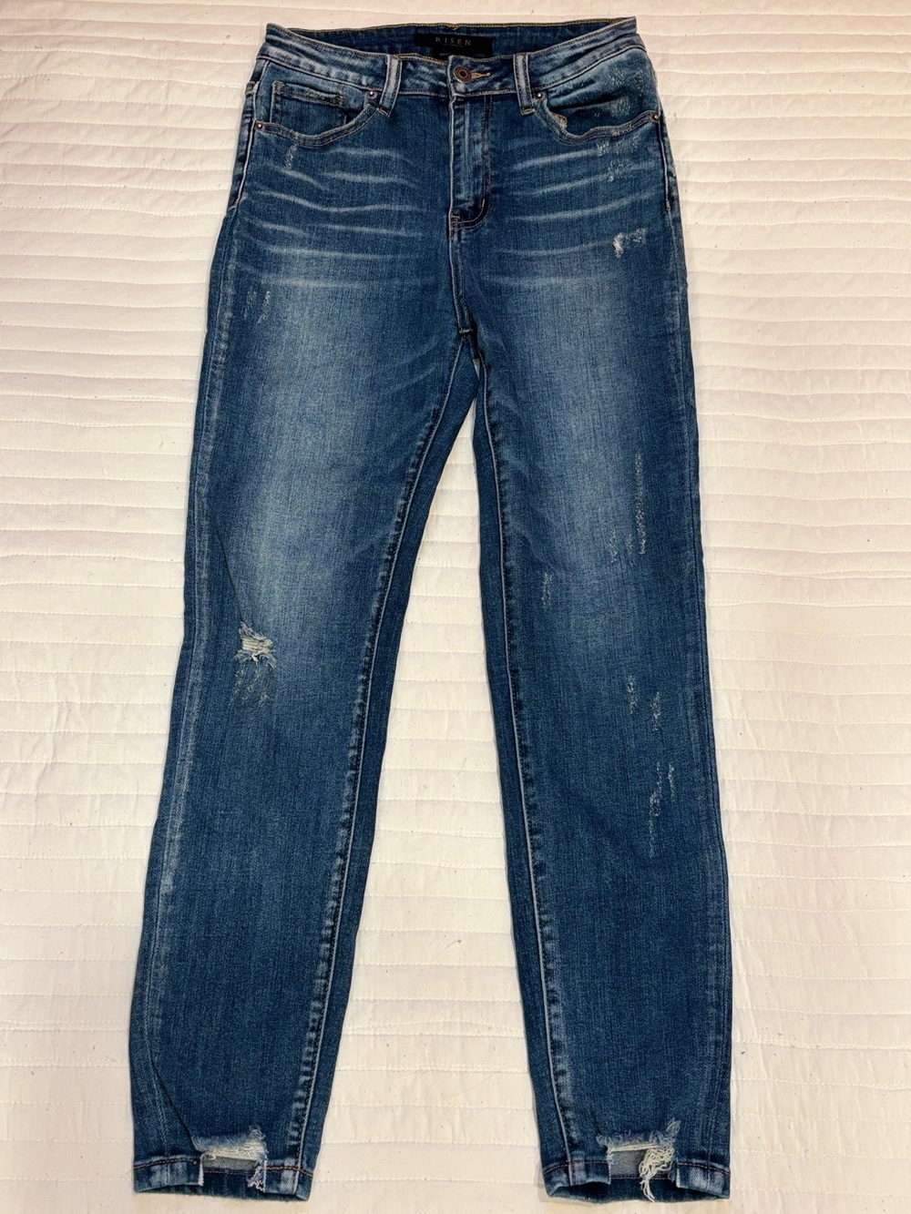 Risen Jeans Distressed Medium Wash Skinny Jeans Size 7 / 28 Style RDP1475